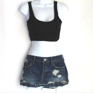 HOLLISTER Y2K Vintage Jean Pleated Distressed Mini Skirt Size 3 (26) NWOT